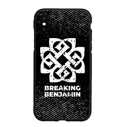 Чехол iPhone XS Max матовый Breaking Benjamin с потертостями на темном фоне