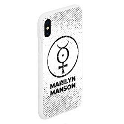 Чехол iPhone XS Max матовый Marilyn Manson с потертостями на светлом фоне, цвет: 3D-белый — фото 2