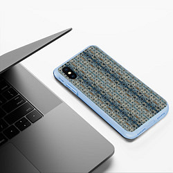 Чехол iPhone XS Max матовый Мраморные цепи, цвет: 3D-голубой — фото 2
