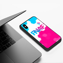 Чехол iPhone XS Max матовый FNAF neon gradient style: символ сверху, цвет: 3D-черный — фото 2