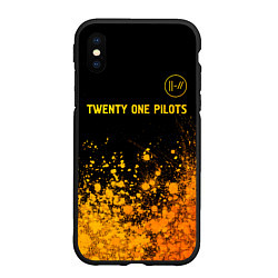 Чехол iPhone XS Max матовый Twenty One Pilots - gold gradient: символ сверху, цвет: 3D-черный