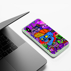 Чехол iPhone XS Max матовый Humble minds - skull - graffiti, цвет: 3D-салатовый — фото 2