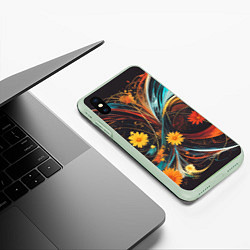 Чехол iPhone XS Max матовый Цветущий взрыв, цвет: 3D-салатовый — фото 2