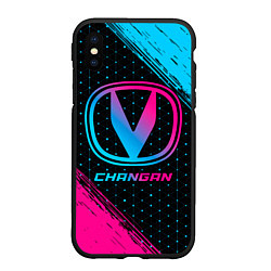 Чехол iPhone XS Max матовый Changan - neon gradient, цвет: 3D-черный