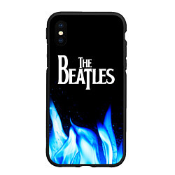 Чехол iPhone XS Max матовый The Beatles blue fire, цвет: 3D-черный