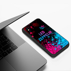 Чехол iPhone XS Max матовый Led Zeppelin - neon gradient: символ сверху, цвет: 3D-черный — фото 2