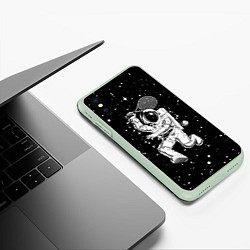 Чехол iPhone XS Max матовый Space tennis - astronaut, цвет: 3D-салатовый — фото 2