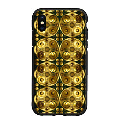 Чехол iPhone XS Max матовый Золотые защитные пластины, цвет: 3D-черный