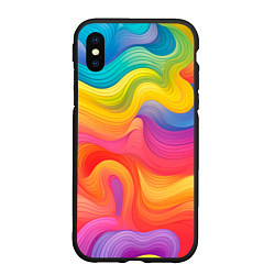 Чехол iPhone XS Max матовый Красочные разливы, цвет: 3D-черный