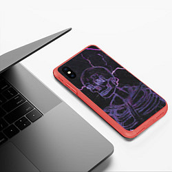 Чехол iPhone XS Max матовый Неоновый скелет и молнии, цвет: 3D-красный — фото 2