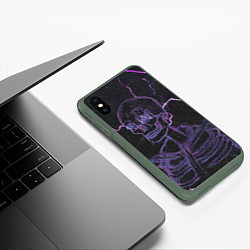 Чехол iPhone XS Max матовый Неоновый скелет и молнии, цвет: 3D-темно-зеленый — фото 2