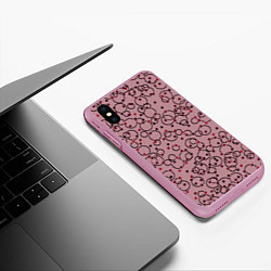 Чехол iPhone XS Max матовый Абстракция круги розовый, цвет: 3D-розовый — фото 2