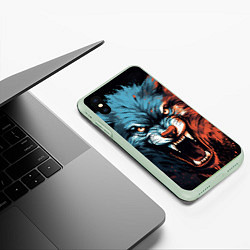 Чехол iPhone XS Max матовый Fantasy wolf, цвет: 3D-салатовый — фото 2