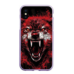 Чехол iPhone XS Max матовый Red wolf, цвет: 3D-светло-сиреневый