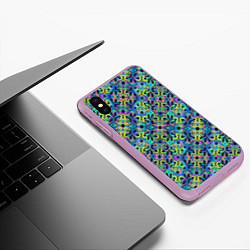 Чехол iPhone XS Max матовый Психоделические цветочки, цвет: 3D-сиреневый — фото 2