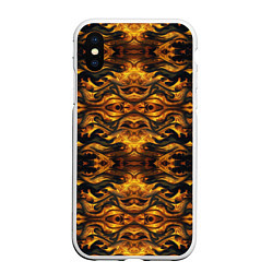 Чехол iPhone XS Max матовый Огонь дракона абстракция, цвет: 3D-белый