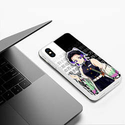 Чехол iPhone XS Max матовый Шинобу кочо - иероглифы, цвет: 3D-белый — фото 2