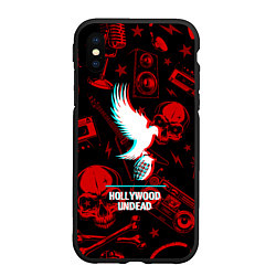 Чехол iPhone XS Max матовый Hollywood Undead rock glitch, цвет: 3D-черный