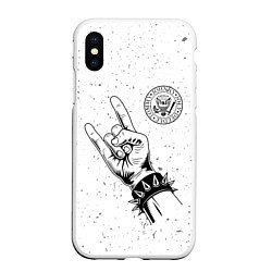Чехол iPhone XS Max матовый Ramones и рок символ, цвет: 3D-белый