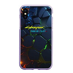 Чехол iPhone XS Max матовый Cyberpunk 2077 phantom liberty logo, цвет: 3D-светло-сиреневый