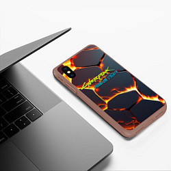 Чехол iPhone XS Max матовый Cyberpunk 2077 phantom liberty logo, цвет: 3D-коричневый — фото 2