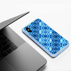 Чехол iPhone XS Max матовый Светящиеся голубые цветочки, цвет: 3D-голубой — фото 2