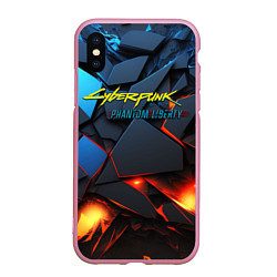 Чехол iPhone XS Max матовый Cyberpunk 2077 phantom logo, цвет: 3D-розовый