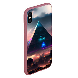 Чехол iPhone XS Max матовый Киберпанк пирамида, цвет: 3D-малиновый — фото 2