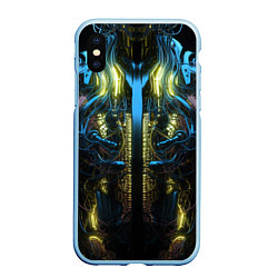 Чехол iPhone XS Max матовый Туловище киборга желтый неон, цвет: 3D-голубой