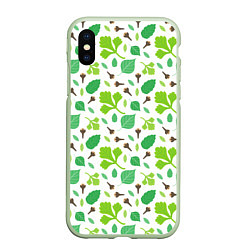 Чехол iPhone XS Max матовый Green plants, цвет: 3D-салатовый