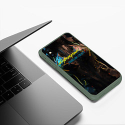 Чехол iPhone XS Max матовый Броня киберпанк 2077 призрачная свобода, цвет: 3D-темно-зеленый — фото 2