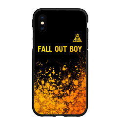 Чехол iPhone XS Max матовый Fall Out Boy - gold gradient: символ сверху, цвет: 3D-черный