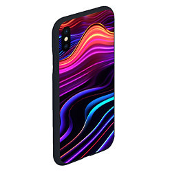 Чехол iPhone XS Max матовый Неоновые волны, цвет: 3D-черный — фото 2