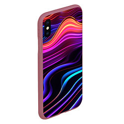 Чехол iPhone XS Max матовый Неоновые волны, цвет: 3D-малиновый — фото 2