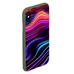 Чехол iPhone XS Max матовый Неоновые волны, цвет: 3D-темно-зеленый — фото 2