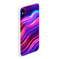 Чехол iPhone XS Max матовый Неоновые волны, цвет: 3D-белый — фото 2