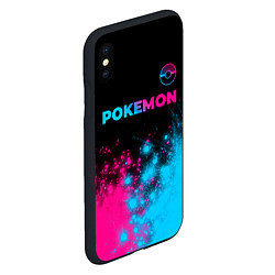 Чехол iPhone XS Max матовый Pokemon - neon gradient: символ сверху, цвет: 3D-черный — фото 2