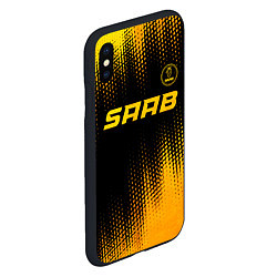 Чехол iPhone XS Max матовый Saab - gold gradient: символ сверху, цвет: 3D-черный — фото 2