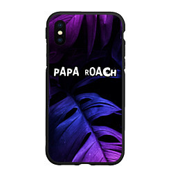 Чехол iPhone XS Max матовый Papa Roach neon monstera, цвет: 3D-черный