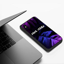 Чехол iPhone XS Max матовый Papa Roach neon monstera, цвет: 3D-черный — фото 2