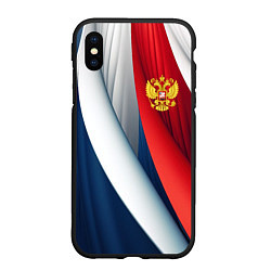 Чехол iPhone XS Max матовый Герб России абстракция, цвет: 3D-черный