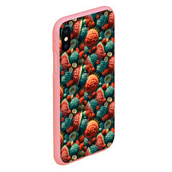 Чехол iPhone XS Max матовый Тропические фрукты паттерн, цвет: 3D-баблгам — фото 2