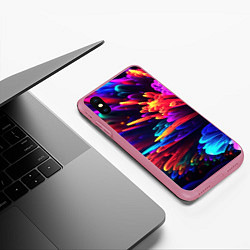 Чехол iPhone XS Max матовый Неоновая абстракция в виде цветов, цвет: 3D-малиновый — фото 2