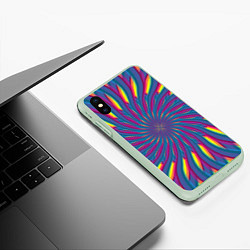 Чехол iPhone XS Max матовый Оптическая иллюзия веер, цвет: 3D-салатовый — фото 2