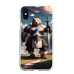 Чехол iPhone XS Max матовый Медведь берсерк с двуручным мечом