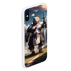 Чехол iPhone XS Max матовый Медведь берсерк с двуручным мечом, цвет: 3D-белый — фото 2