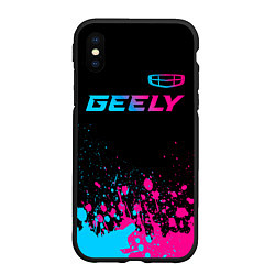 Чехол iPhone XS Max матовый Geely - neon gradient: символ сверху