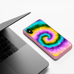 Чехол iPhone XS Max матовый Тай дай стиль, цвет: 3D-малиновый — фото 2