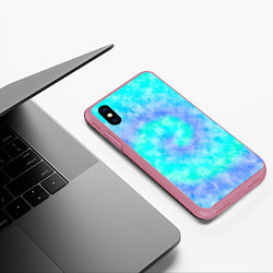 Чехол iPhone XS Max матовый Тай дай морская волна, цвет: 3D-малиновый — фото 2