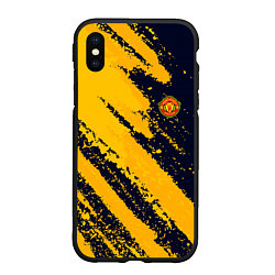 Чехол iPhone XS Max матовый Manchester United FC ФК Манчестер Юнайтед, цвет: 3D-черный